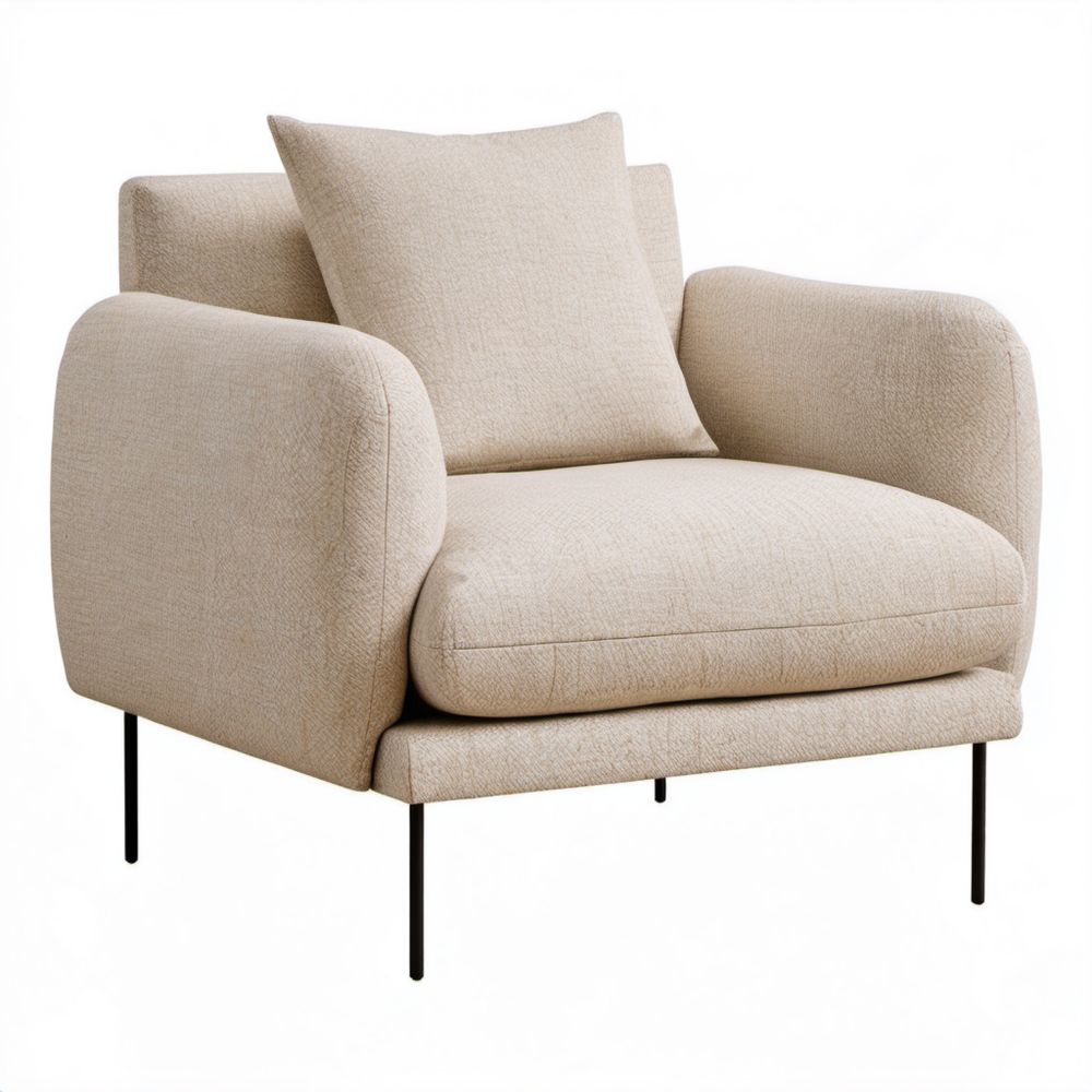 Beżowy fotel wypoczynkowy z tapicerką poliestrową 90 × 85 × 80 cm