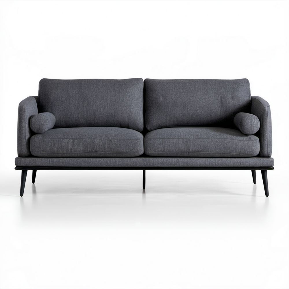 Dwuosobowa sofa grafitowa z tapicerką poliestrową i stalowymi nogami, 180 x 85 x 80 cm