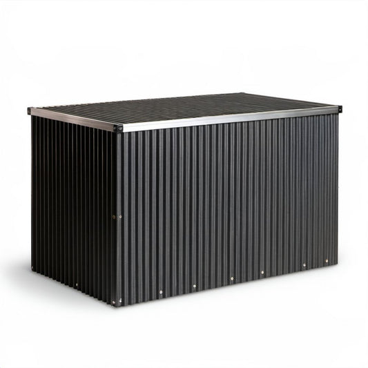 Metalowa skrzynia ogrodowa czarno-srebrna 160 x 80 x 100 cm