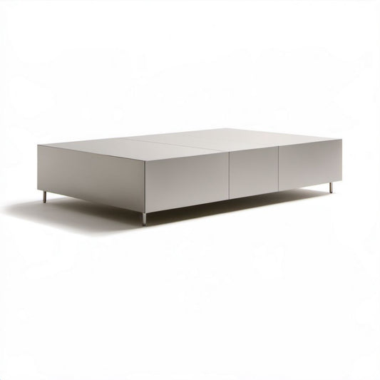 Prostokątny stolik kawowy z 3 szufladami taupe, lakierowana płyta MDF, 120 × 60 × 30 cm