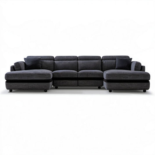 Modułowa sofa w kształcie U z tkaniny grafitowo-czarna 410 × 180 × 85 cm