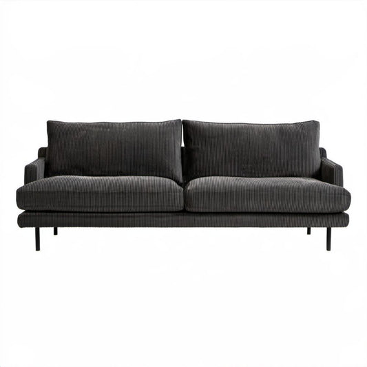 Sofa dwuosobowa grafitowa ze sztruksu poliestrowego 180 × 90 × 80 cm