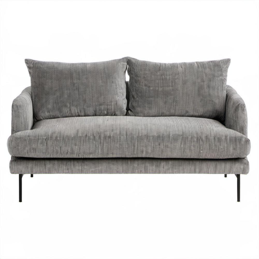 Sofa dwuosobowa szara ze sztruksu poliestrowego 170 x 90 x 85 cm