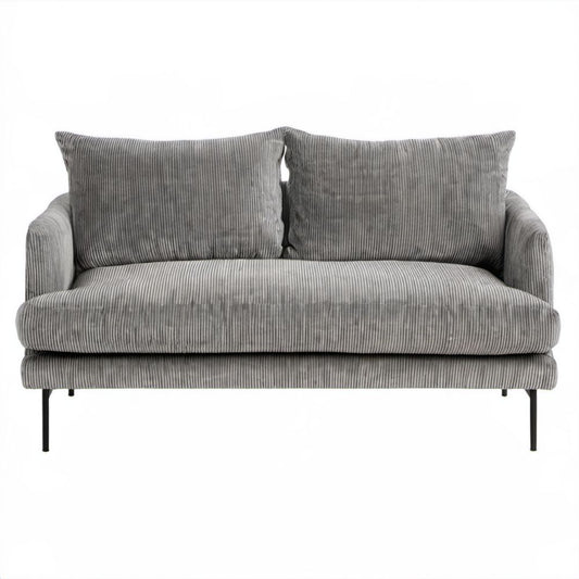 Sofa dwuosobowa szara ze sztruksu poliestrowego 170 x 90 x 85 cm