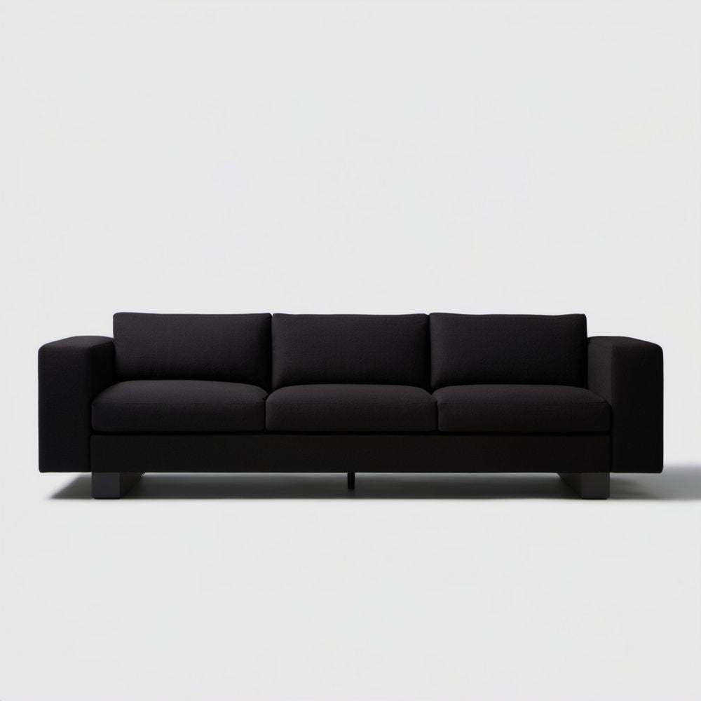 Trzyosobowa sofa czarna z tapicerką poliestrową, 220 x 90 x 85 cm